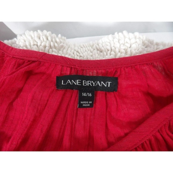 Lane Bryant Womens Red Long Sleeve V Neck Pullover Blouse Top Size 14/16 - Picture 3 of 6